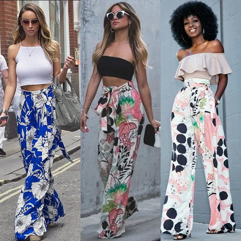 ITFABS Newest Fashion Women Loose Stretch High Waist Wide Leg Long ...