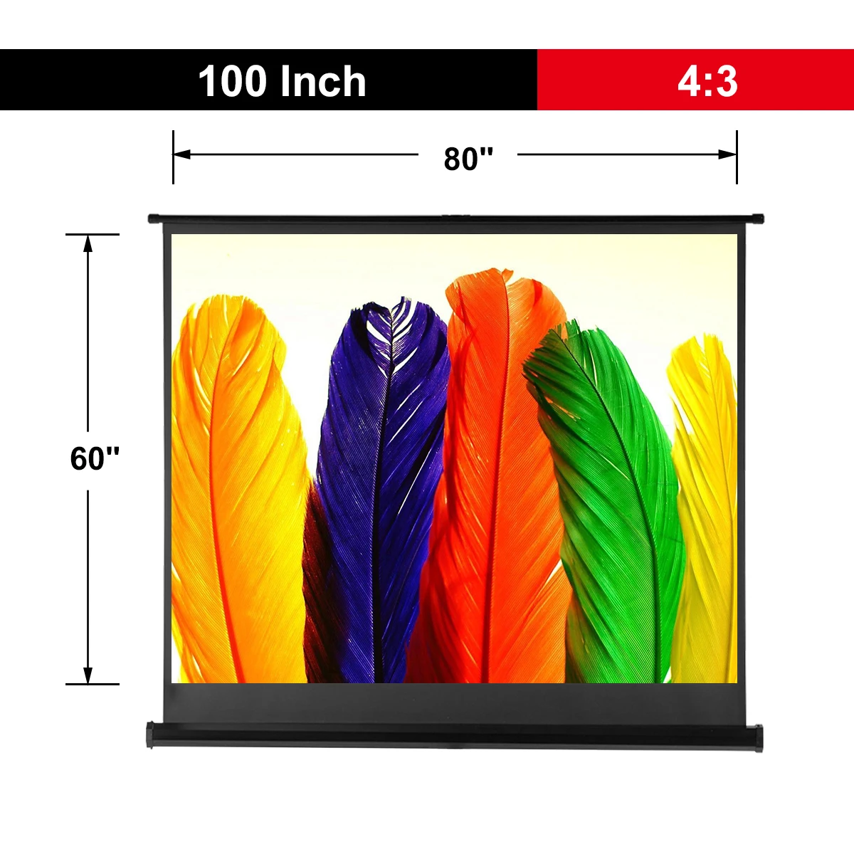 

Excelvan 100" Diagonal 4:3 1.1 Gain Portable Pull Up Projector Screen For HD Movies Projection with Stable Stand Tripod