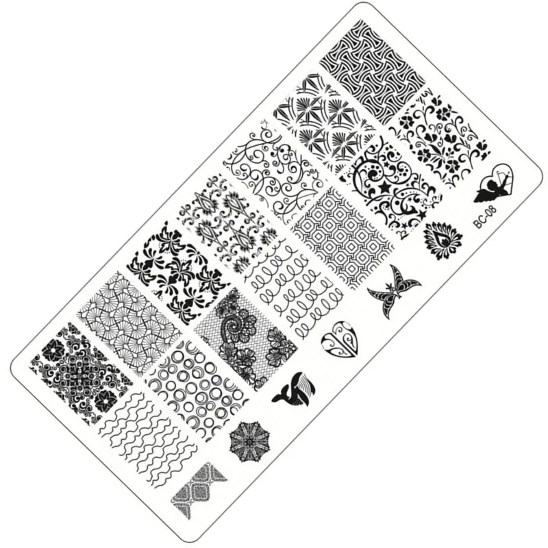 12x6 см штамп лак стальное кружево бабочка цветок Дизайн ногтей шаблоны сексуальное изображение нержавеющей DIY штамповки ногтей пластины маникюр