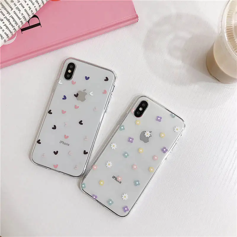 

Simple Small Flowers Phone Case For Iphone XS MAX XR X Cases Transparent Softt TPU Back Cover For IPhone 7 8 6 6S Plus Capa