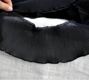 

Black chiffon embroidery lace trim Compressive fold lace trim Clothing accessories 11cm Width 10yards/lot