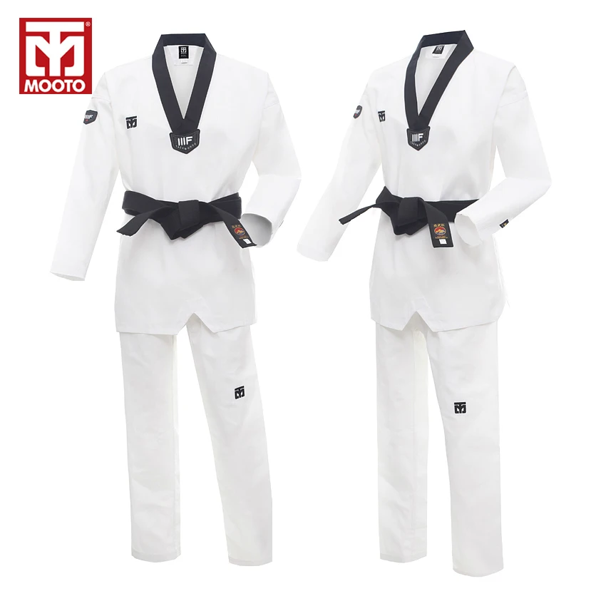 Mooto TaeKwonDo Dobok Uniform Korea WTF Red Black or Black V Neck TKD