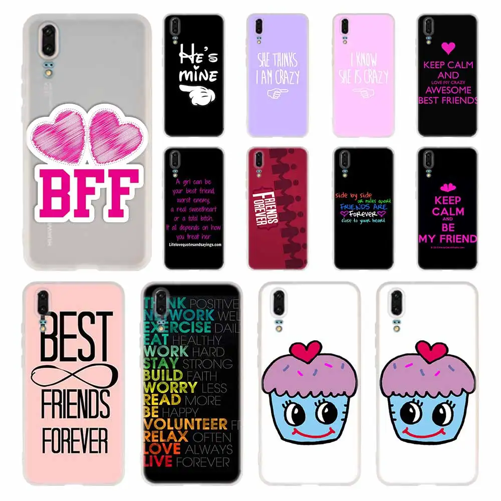 Силиконовый чехол Best Friends Girl мягкий для Huawei P50 P40 P10 P20 P30 Lite Pro P Smart Z 2020 2019 | Мобильные