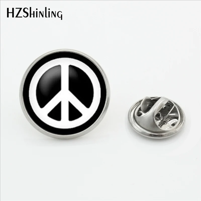 

2017 New Arrival Peace Symbol Collar Pin Brooch Round Hippie Peace Sign Bus Lapel Pins Butterfly Stainless Steel Clasp Pin
