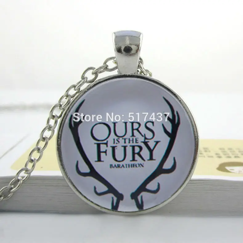 

Art Glass-New-Game-of-Thrones-Ours-is-the-Fury-Baratheon-Sigil-Bronze-Silver-Glass-Pendant-With-Chain-Glass Dome Necklace