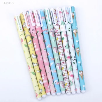 

10 pcs/box Unicor Flamingo gel pen Cute 0.5 mm Colored Signature pens kids gift writing Stationery school office supplies