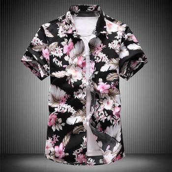 

Very Good Quality White Flower Hawaiian Shirt 7XL 2019 Summer Men's Floral Shirts Short Sleeve Casual Shirt 6xl 7xl 6912