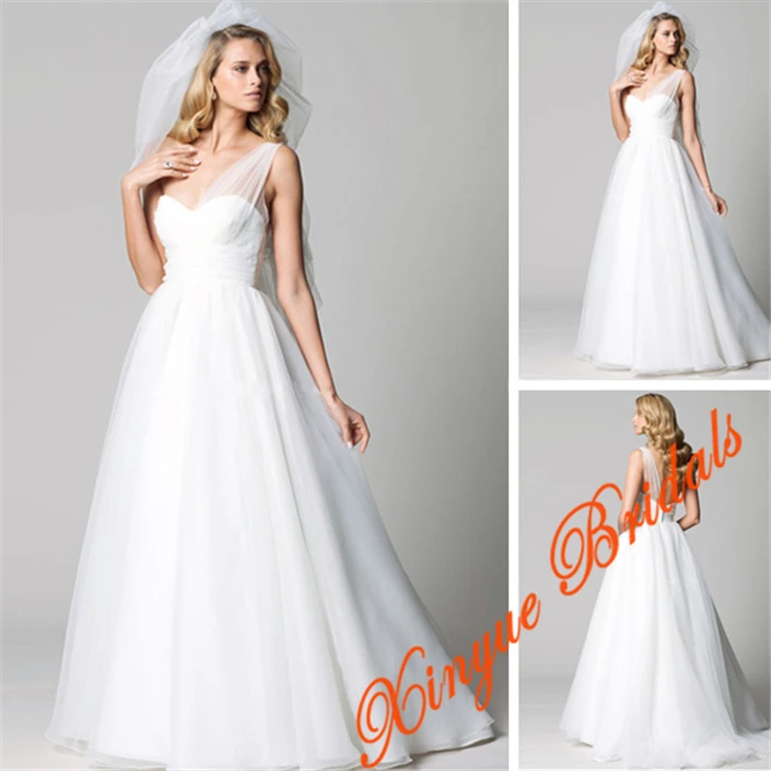 Princess Style Sheer One Shoulder Empire Waist Fit and Flare Soft Tulle Sweep Train Wedding Dress | Свадьбы и торжества