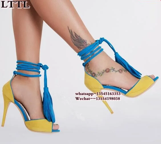 high-quility-gladiator-ankle-strap-tassels-fish-mouth-toe-high-heel-sandals-peep-toe-patchwork-lace