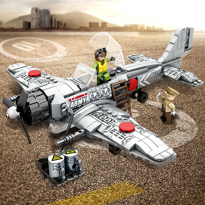 A6M Zero Fighter Building Block 432pcs Compatible Legoingly weapon Ww2 Military Vehicle Brick Toys for children