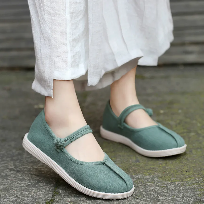 

Spring New Women's Single Shoe National Style Chinese Clothing Cotton and Hemp Embroidered Old Beijing Clothes Shoes Yasilaiya