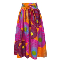 Модные африканские Костюмы разноцветные юбки женские восковой печати макси юбки Анкара длинная юбка с карманами