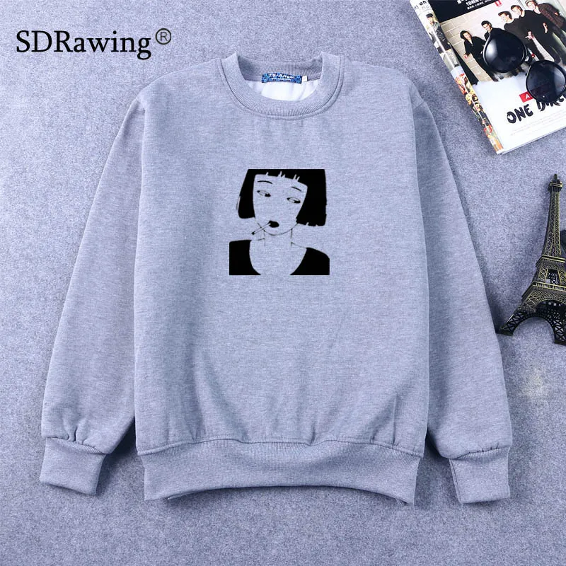 Smoking Girl Anime Sweatshirts Funny Punk Harajuku Hip Hop Rock Sweatshirts Women Sweatshirts Femme 2018
