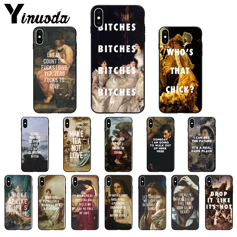 

Yinuoda Great Classic Art with quotes Black Soft TPU Phone Case for Apple iPhone 8 7 6 6S Plus X XS MAX 5 5S SE XR Cover