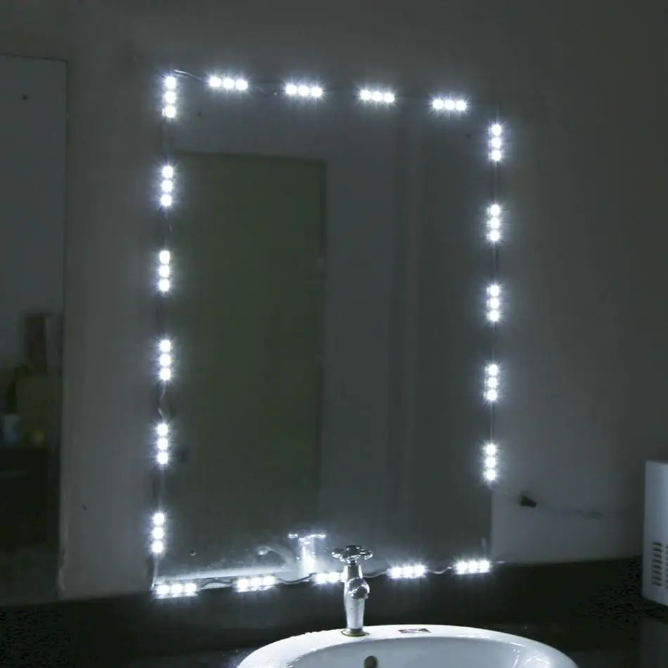 

VGEBY US Plug White LED Light Strip Kit Dressing Makeup Cosmetic Vanity Mirror Lighted with Power 5FT 10FT Make-up Mirror Decor