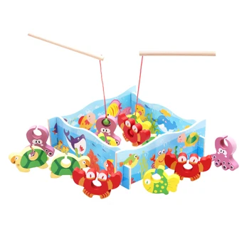 

Baby Kid Wooden Toys Magnetic Fishing Game 3D Jigsaw Puzzle Toy Interesting Baby Children Educational Puzzles Toy Gift
