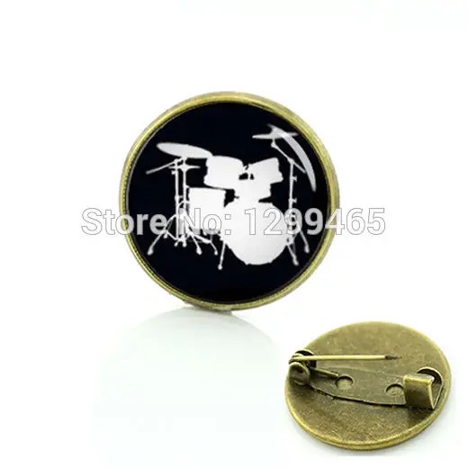 

Drum set silhouette brooches Musical instrument Stylish Gift badge Popular unisex Musician Luxury Pins C 918