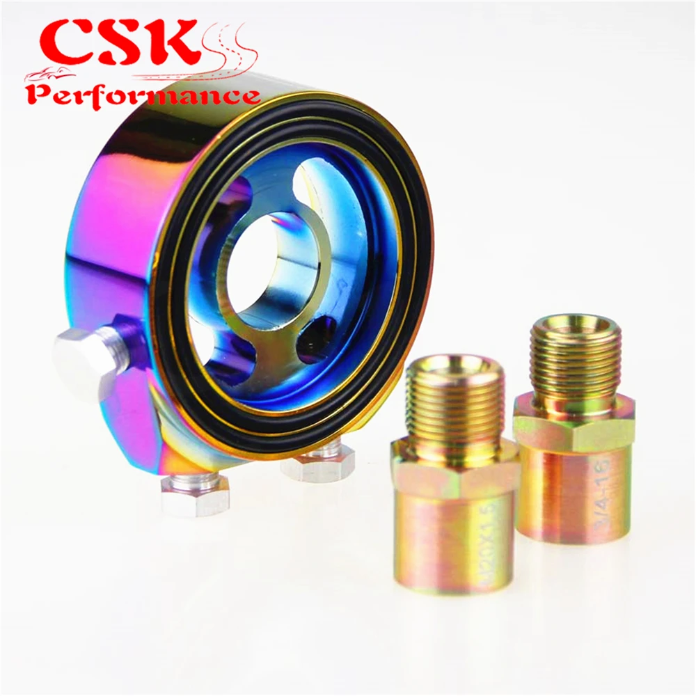 

Oil Filter Block Adaptor Sandwich Plate For Pressure Temperature Sensor Gauge M20x1.5 and 3/4UNF16 Colorful