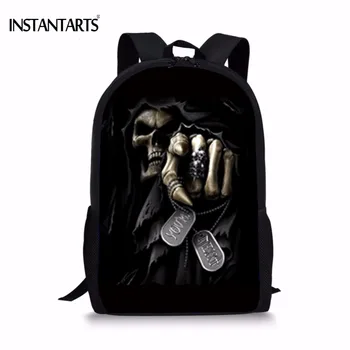 

INSTANTARTS Punk Azrael Skull Print Boys Schoolbag Casual Children Bookbag Primary School Student Book Shoulder Bags Mochilas