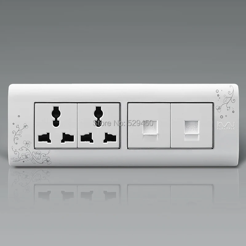 

Free Shipping, Kempinski Luxury Computer and Telephone With Double Electrical Socket, 6 Hole Wall Power Outlet, 195mm*72mm