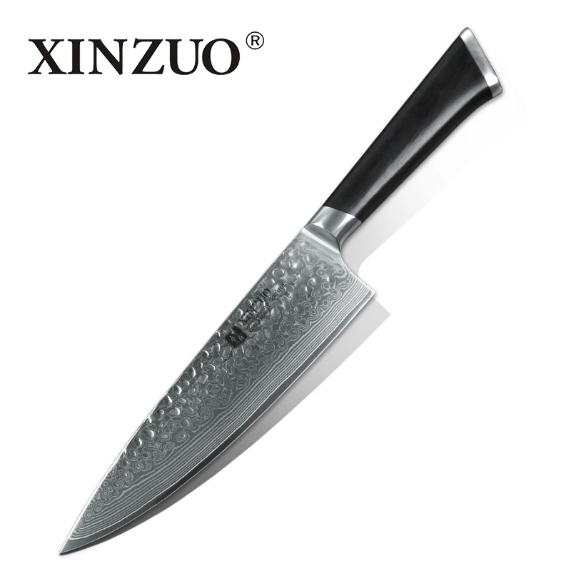 XINZUO " поварские Ножи ручной работы Япония VG10 дамасский кухонный нож из нержавеющей стали бренд высокое качество поварские ножи Pakkawood ручка - Цвет: Zhen-CW-Chef Knife