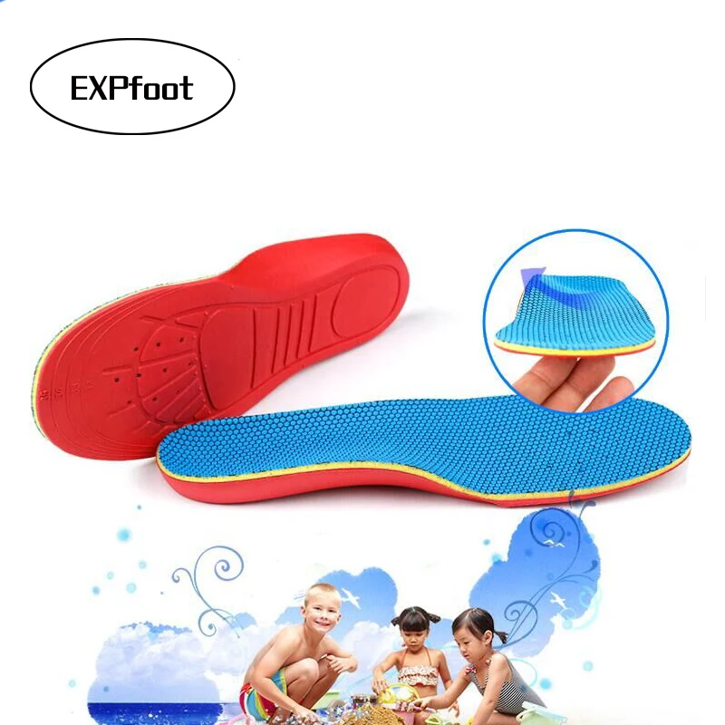 EXPfoot Детские памяти формы ортопедические стельки для обувь для детей на плоской подошве поддержка свода стопы ортопедические подушки коррекции по уходу за ногами