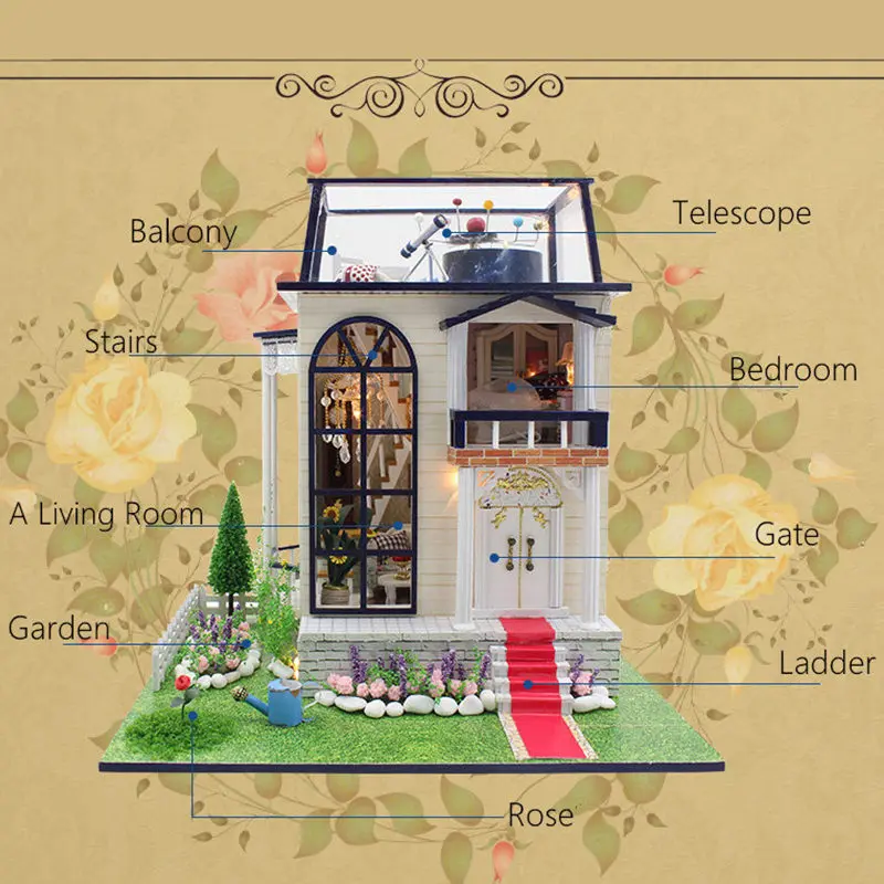 WINCO Doll House Wooden Furniture Diy House 3D Miniature Puzzle Assemble Dollhouse Kits Christmas Toy For Children Birthday Gift WINCO Doll House Wooden Furniture Diy House 3D Miniature Puzzle Assemble Dollhouse Kits Christmas Toy For Children Birthday Gift