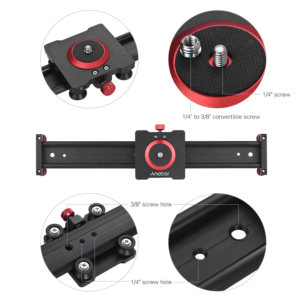 Andoer Профессиональный Алюминий сплава DSLR Камера трек Slider Видео стабилизатор направляющей для Камера DV видеокамер фильм трек слайдер
