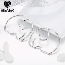 BISAER Гипербола животные большие серьги-гвоздики в виде слона, женские большие простые модные серьги, ювелирные изделия WEYE180