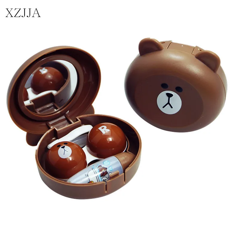 

XZJJA Mini Duck bear rabbit Contact Lenses Storage Box Cute Contact lens Case Box Eyes Care Kit Holder Washer Cleaner Container