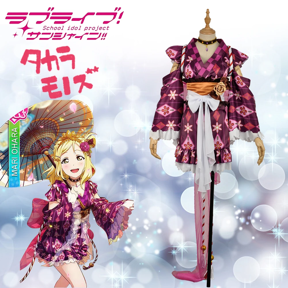 

Anime LoveLive!SunShine!! Aqours Mari Ohara Yutaka Awakening Burgundy Dress Printed Corset Skirt Outfit Cosplay Costume Custom