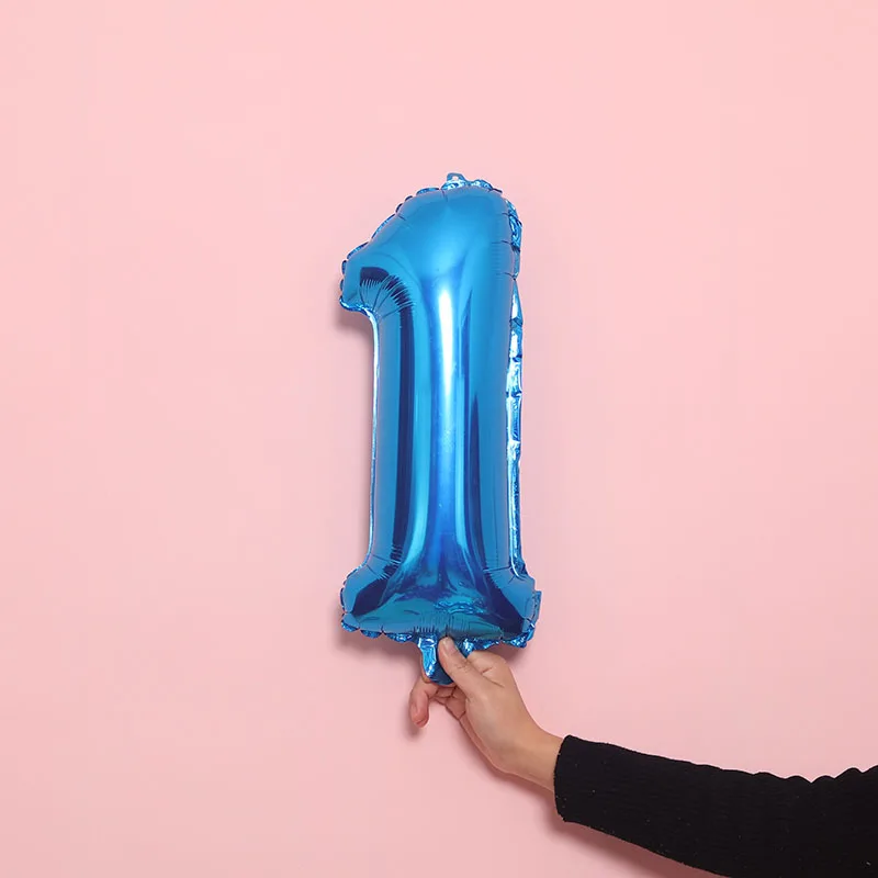 Starlzmu 10 шт. 16 дюймов розовый Количество воздушных шаров синий цифровой Фольга шар наряд для первого дня рождения рисунок воздуха воздушный шар для Бэйби Шауэр украшения - Цвет: 16inch Blue 1