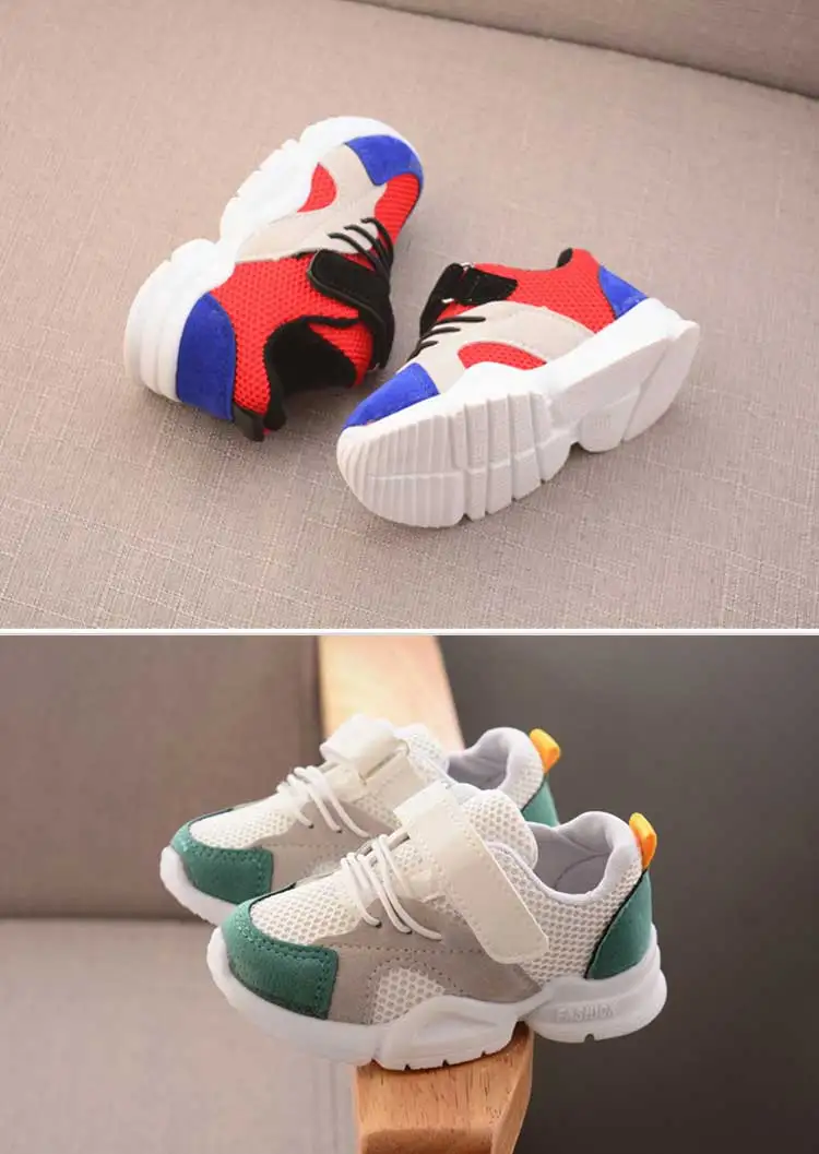 Children shoes 2019 new breathable mesh girls & boys running shoes patchwork PU children tennis sneakers kids athletic shoes (28)
