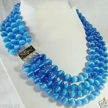 Горячая распродажа~~ Редкие 4 ряда 8 мм Синий настоящий опал ожерелье из бисера