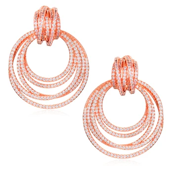 

missvikki Prong Setting Full Cubic Zirconia Circles Earrings for Women Wedding Engagement Anniversary Prom Party Accessories