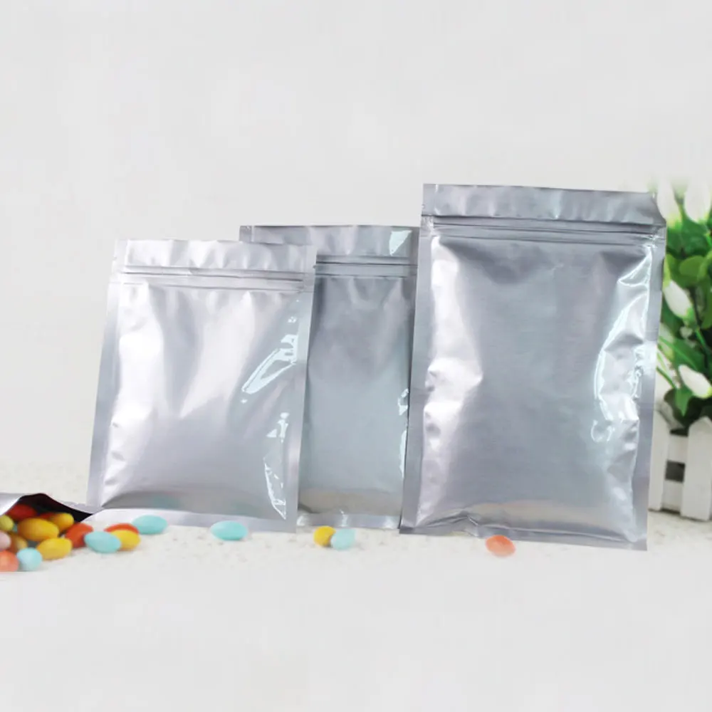 

100pcs Aluminum Foil Packaging Bag Flat Zipper Bag Plastic Zip lock Gift Bags For Jewelry/Wedding/Storage/Display Pouches Gifts
