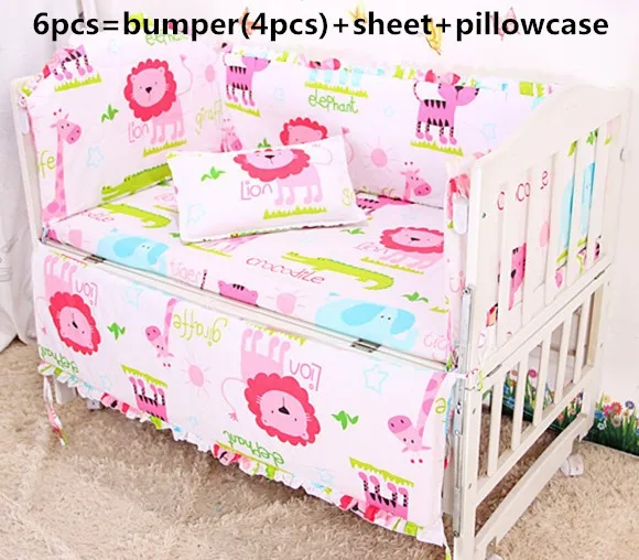 

2017! 6PCS Baby Cot Crib Bedding Set Baby Bumper (bumpers+sheet+pillow cover)