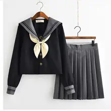 Японская школьная форма для девочек, милая Лолита, моряк, Корейская униформа, косплей, рубашка с длинными рукавами, плиссированная юбка, студенческий комплект