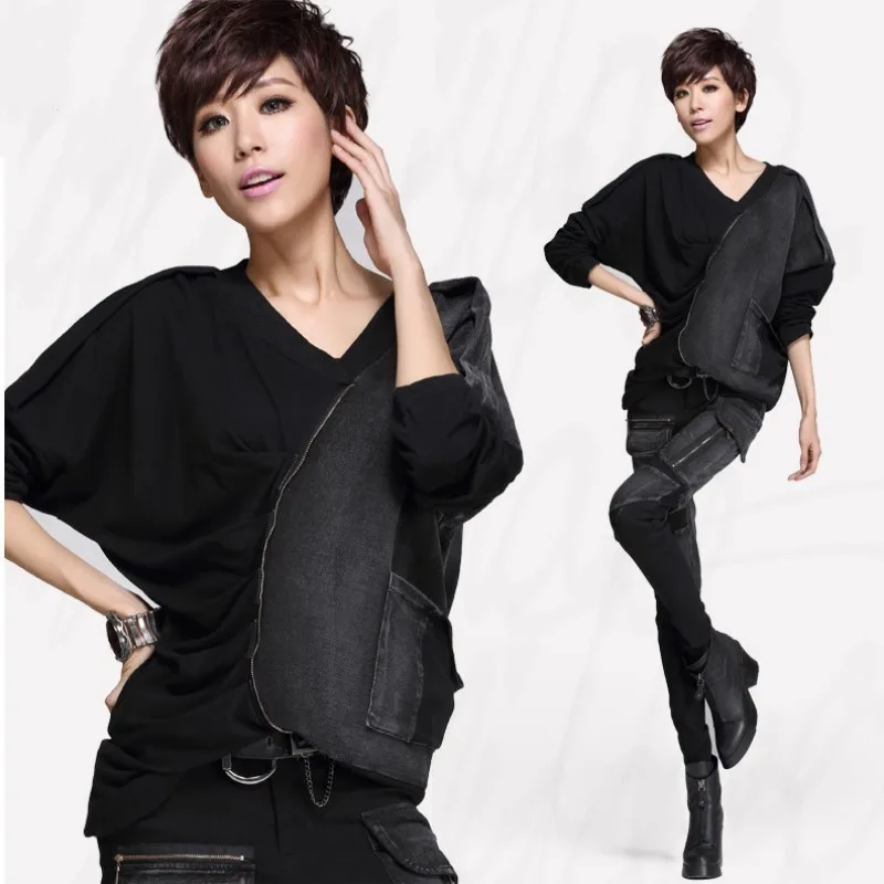 Кроп Топ женский в стиле панк с V образным вырезом|harajuku camiseta|camiseta brandcamiseta fashion |