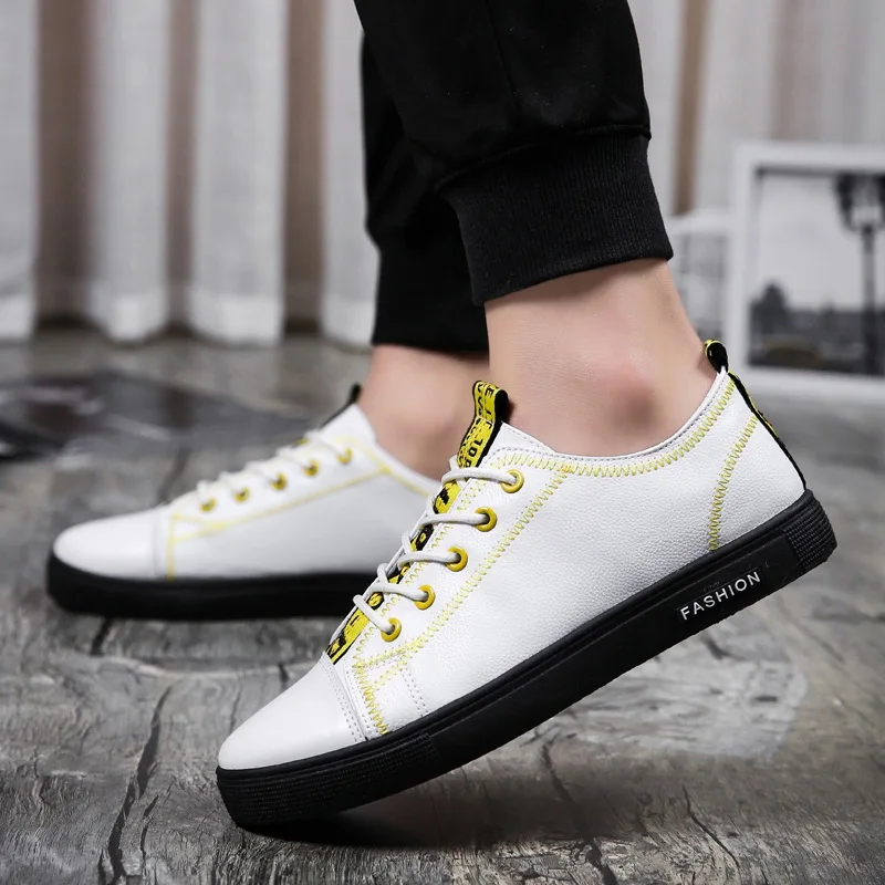 Mode männer Casual Turnschuhe Skateboard Schuhe PU Wohnungen Schuhe Studenten Outdoor Sneakers Straße Schuhe Spitze Wanderschuhe