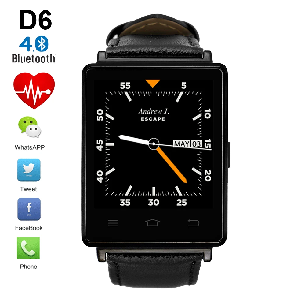 NO 1 D6 1 63 inch 3G font b Smartwatch b font Phone Android 5 1