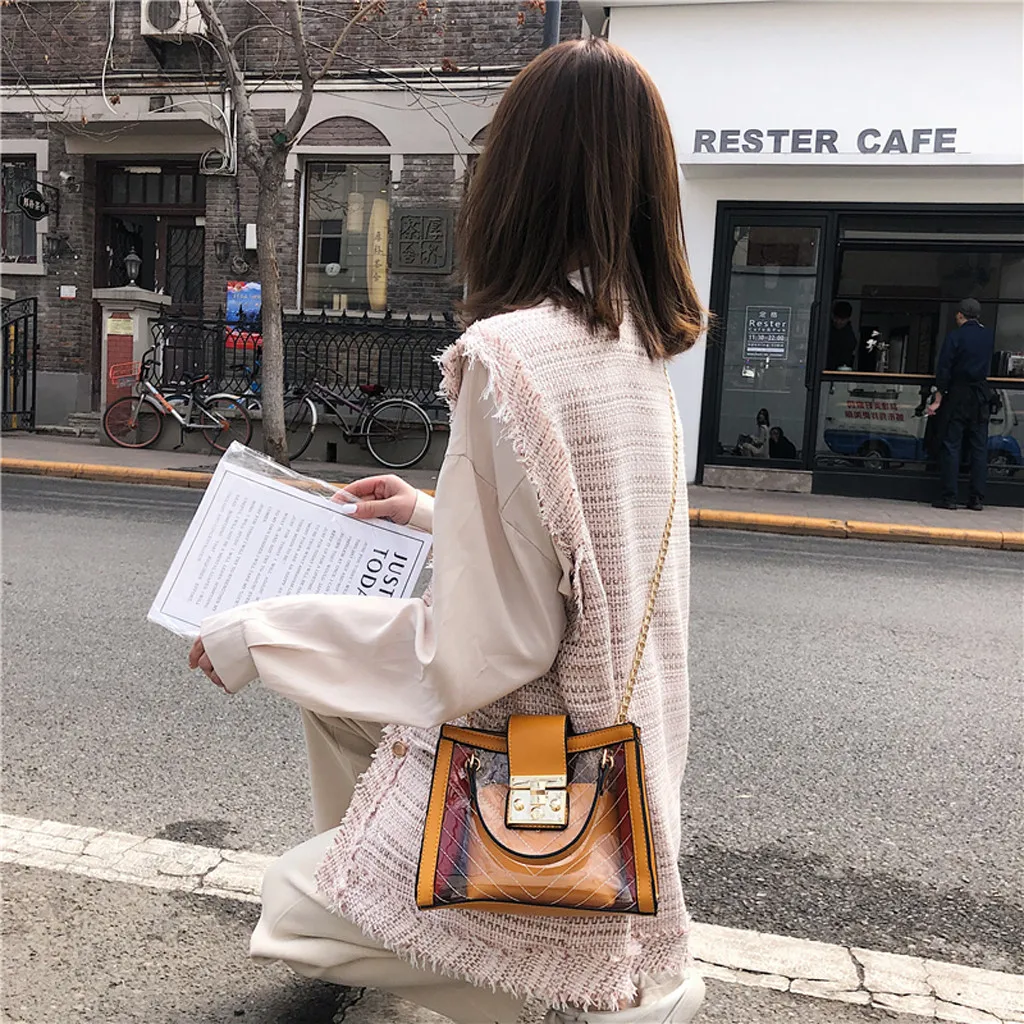 Женская сумка через плечо bolsas feminina модная прозрачная сумка в полоску с цепочкой женские сумки через плечо