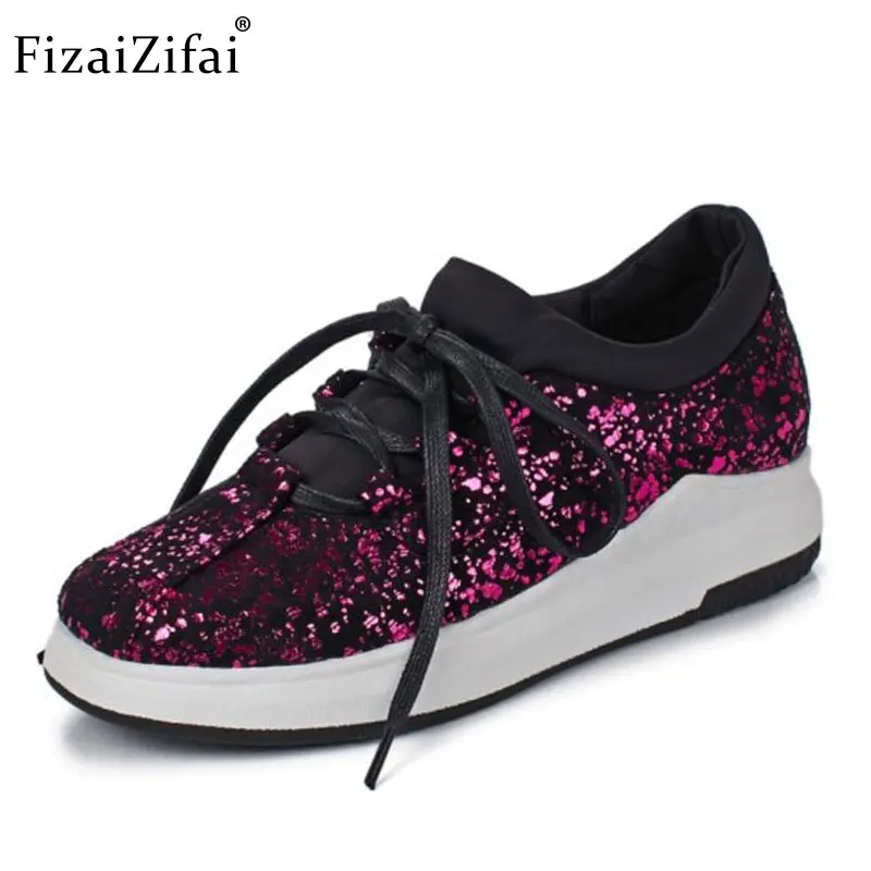 FizaiZifai/размеры 32-43 Женские базовые туфли-лодочки на танкетке обувь каблуке с
