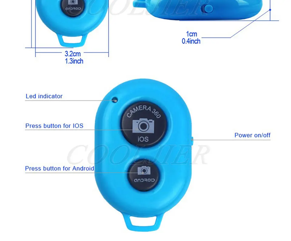 COOLJIER кнопка спуска затвора адаптер управления фотографией дистанционная Кнопка Bluetooth для селфи телефон камеры