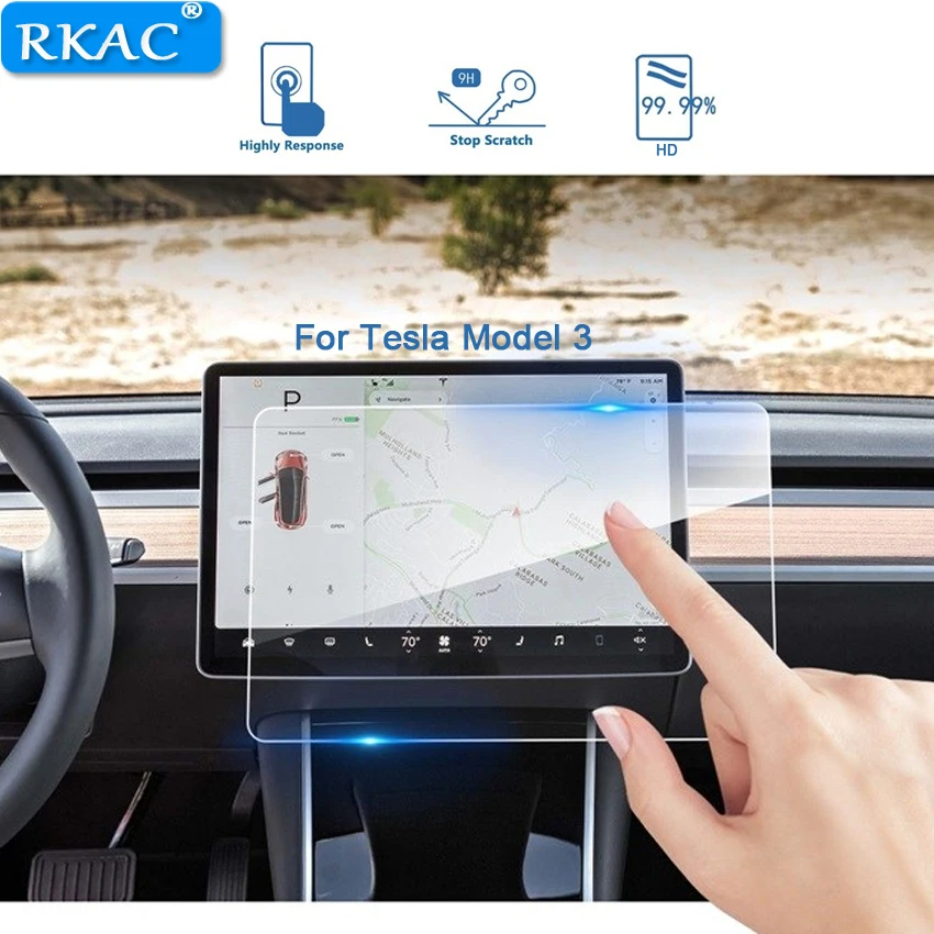 Car Navigation Touch Screen Tempered Glass Protector 15&quot Center Control Touchscreen Protect Film for Tesla Model 3 Accessories |