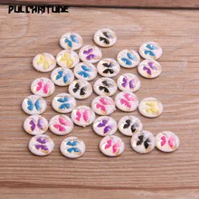 Cabochons en résine pour bijoux, 40 pièces, 12mm, mélange de couleurs, papillon, pierre naturelle, série convexe, dos plat, accessoires