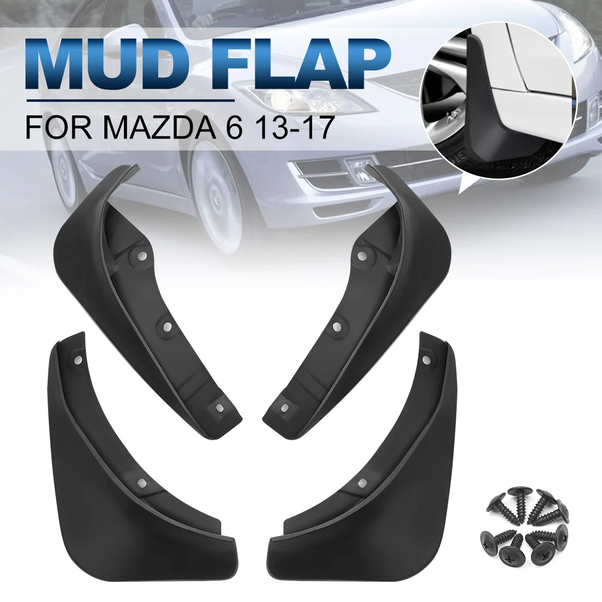 

4pcs Car front and rear Mudguard -Fender Splash Flaps Mud Flaps For Mazda 6 13-17