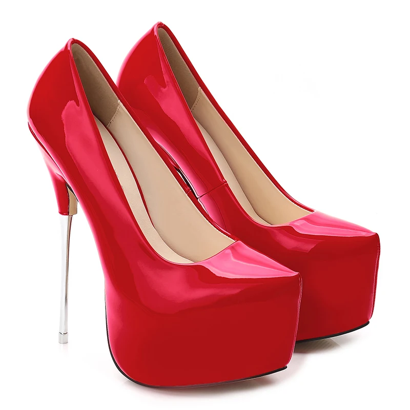 

16cm red sexy plated metal with CD cross dressers platform heels sexy big yards 6-12