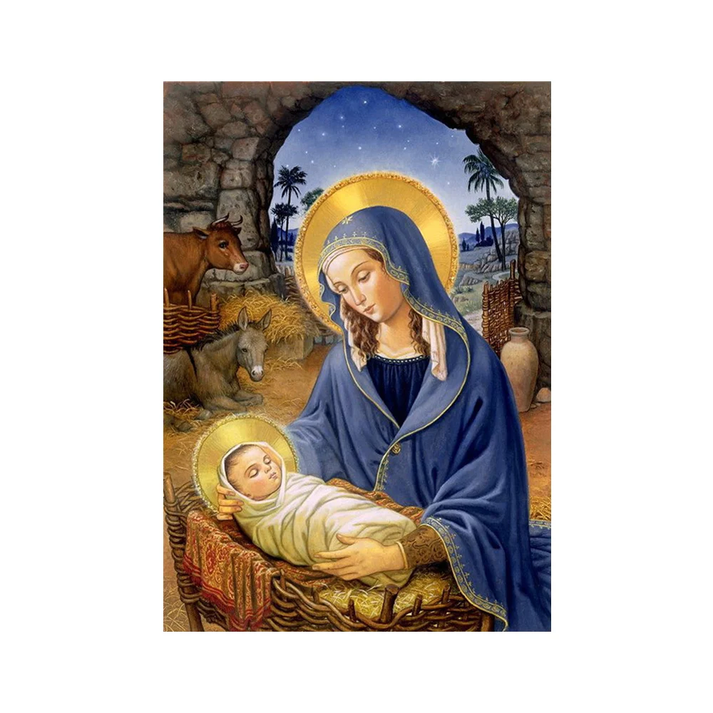 

Diamond Painting Cross Stitch Diy Embroidery Religious Figures Painting Round Drill Diamond Mosaic Beads Pasted Needlework