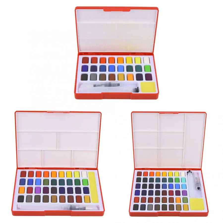 

Colorful Art Solid Watercolor Paints Paint Box with Paintbrush Pigment Set watercolour